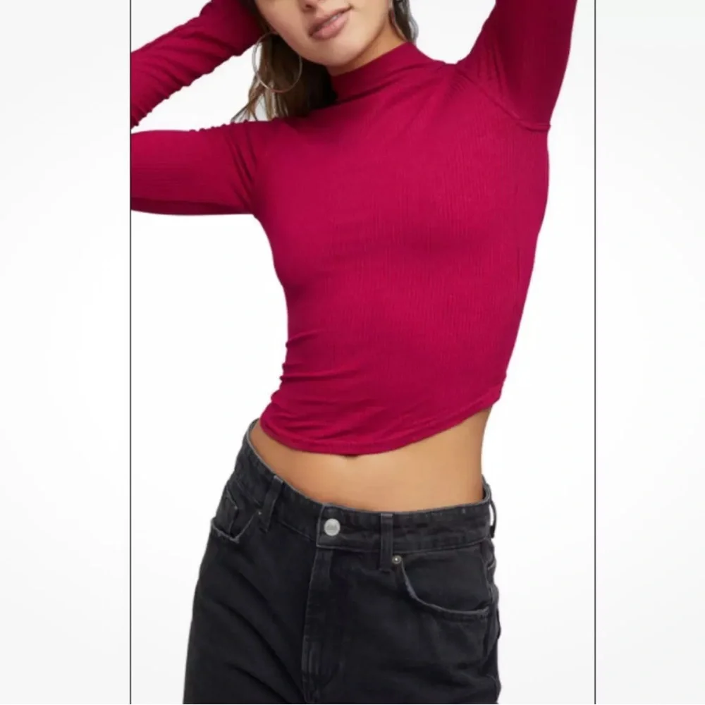 Free People Edge of Town Open Back Crop Top Pink Magenta Size Large